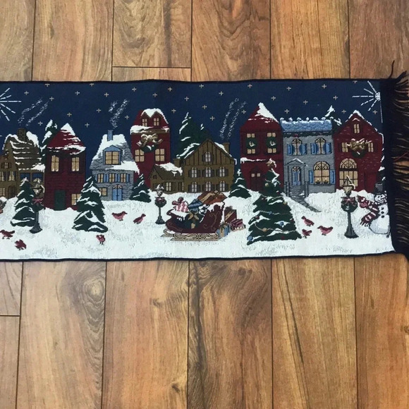 Christmas Village Table Runner Needlepoint - Picture 1 of 6
